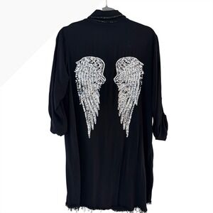 NT by Amati Black Sequin Angel‎ Wing Shirt Dress Made in Italy NWT
Women M/L